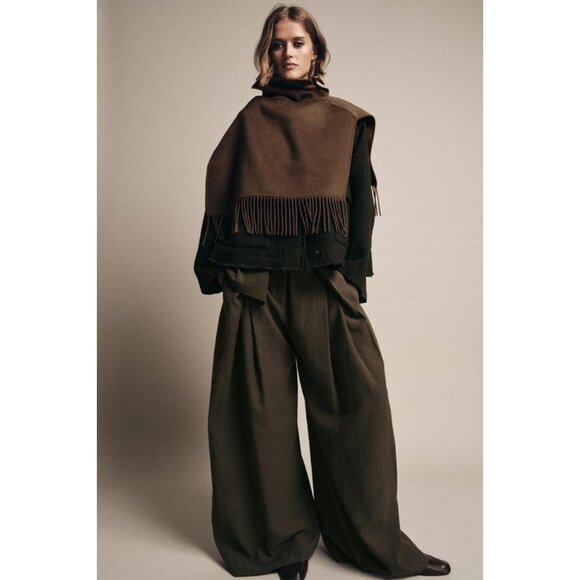 ZARA SHORT WOOL FRINGED CAPE - Picture 2 of 5